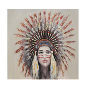 INDIAN GIRL ΠΙΝΑΚΑΣ ΔΙΑΚΟΣΜΗΣΗΣ 90x90x4cm ΚΑΜΒΑΣ ΞΥΛΟ 015110