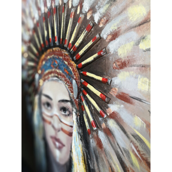 INDIAN GIRL ΠΙΝΑΚΑΣ ΔΙΑΚΟΣΜΗΣΗΣ 90x90x4cm ΚΑΜΒΑΣ ΞΥΛΟ 015110 - Image 2
