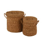 SEAGRASS ΚΑΛΑΘΙ ΜΕ ΚΑΠΑΚΙ SET 2ΤΜΧ 44x44x45cm SEAGRASS ΦΥΣΙΚΟ 015347