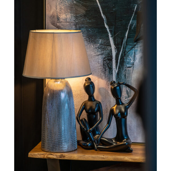 ARGENT ΦΩΤΙΣΤΙΚΟ ΕΠΙΤΡΑΠΕΖΙΟ 40x40x67cm ΚΕΡΑΜΙΚΟ ΑΣΗΜΙ ΛΕΥΚΟ ΥΦΑΣΜΑ 016237 - Image 2