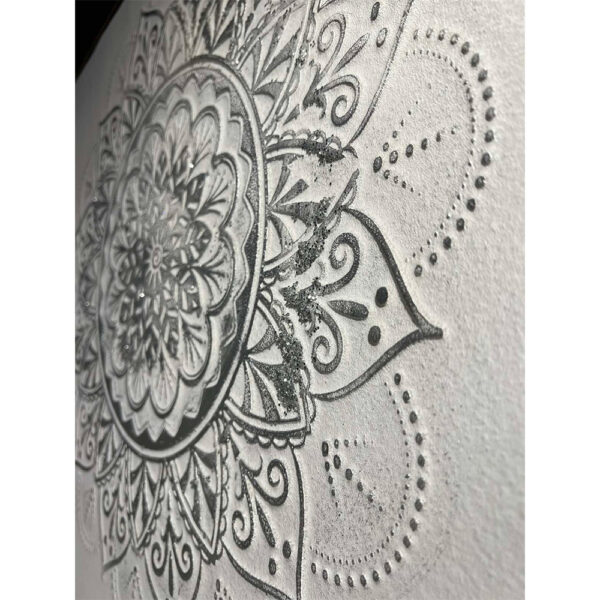 ROZETA ΠΙΝΑΚΑΣ ΔΙΑΚΟΣΜΗΣΗΣ 62x62x5cm ΚΑΜΒΑΣ ΛΕΥΚΟ ΧΡΥΣΟ ΞΥΛΟ 016281 - Image 2