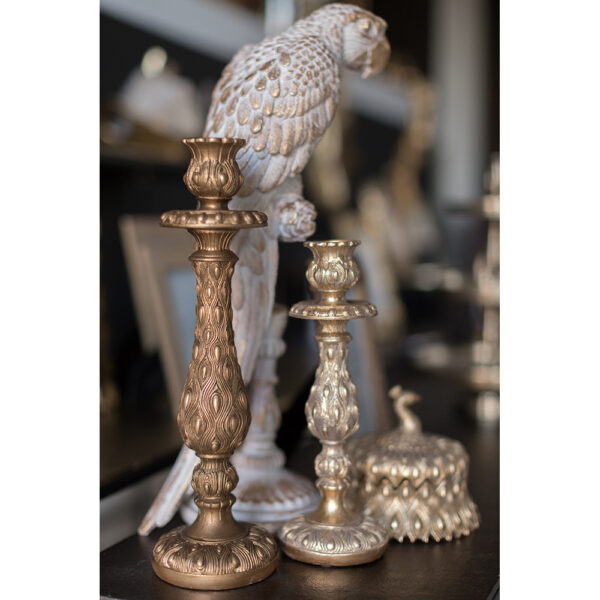 PEACOCK ΚΗΡΟΠΗΓΙΟ 10x10x33cm POLYRESIN ΧΡΥΣΟ ΑΝΤΙΚΕ 016341 - Image 2
