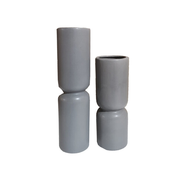 TERRA ΒΑΖΟ 9x9x33cm ΚΕΡΑΜΙΚΟ ΓΚΡΙ 017413 - Image 4