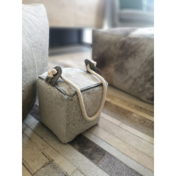 PUERTA ΔΙΑΚΟΣΜΗΤΙΚΟ DOOR STOPPER 15x15x15cm ΔΕΡΜΑ ΓΚΡΙ ΒΑΜΒΑΚΙ 017504 - Image 2