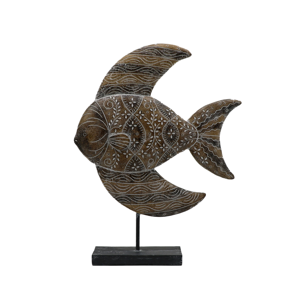 018004-VFoZz-first-_1 GOURAMI ΔΙΑΚΟΣΜΗΤΙΚΟ ΨΑΡΙ 26x6x33cm POLYRESIN ΚΑΦΕ 018004 - Image 1