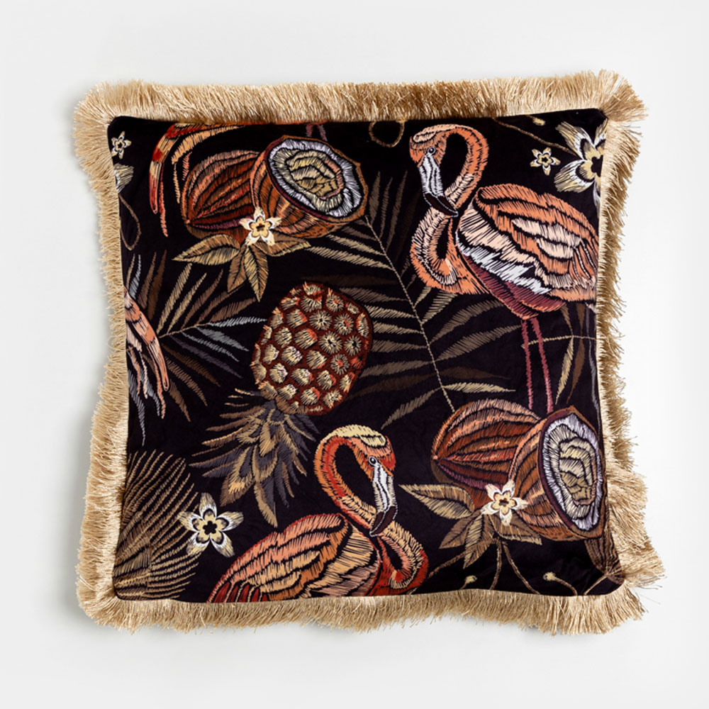 018897-siuEX-first-_1 FLAMINGO ΔΙΑΚΟΣΜΗΤΙΚΟ ΜΑΞΙΛΑΡΙ 45x45cm ΥΦΑΣΜΑ ΠΟΛΥΧΡΩΜΟ 018897 - Image 1