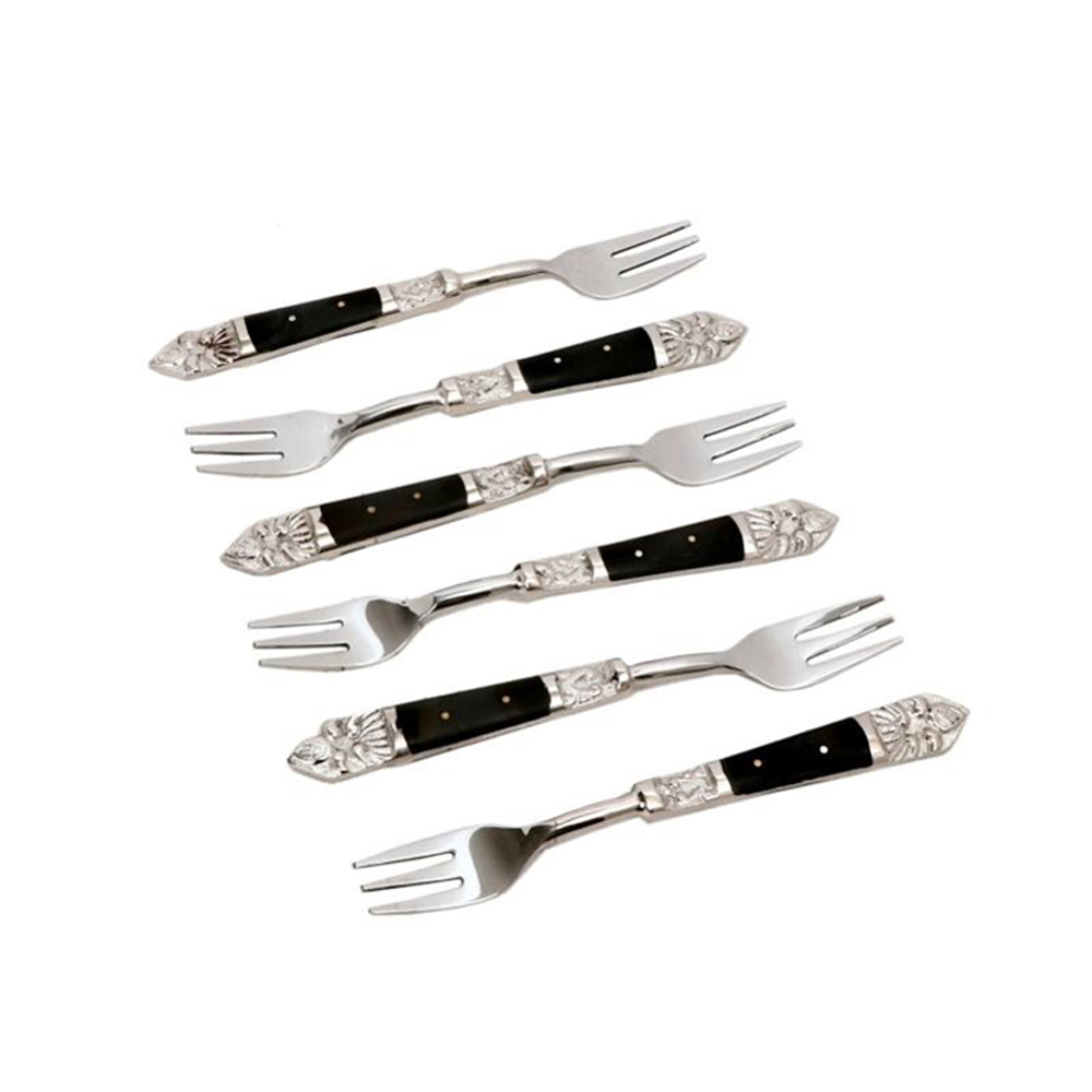 018963-bzCAJ-first-_1 ROYAL ΠΙΡΟΥΝΙ ΓΛΥΚΟΥ SET 6TMX 15x2x1cm ΑΤΣΑΛΙ ΜΑΥΡΟ RESIN 018963 - Image 1