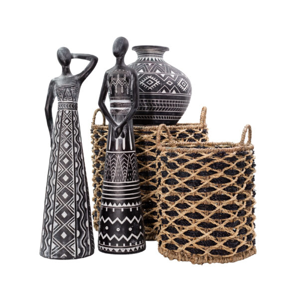 ROMBUS ΚΑΛΑΘΙ SET 5ΤΜΧ 43x43x39cm SEAGRASS ΦΥΣΙΚΟ ΜΑΥΡΟ ΣΙΔΕΡΟ 019029 - Image 2