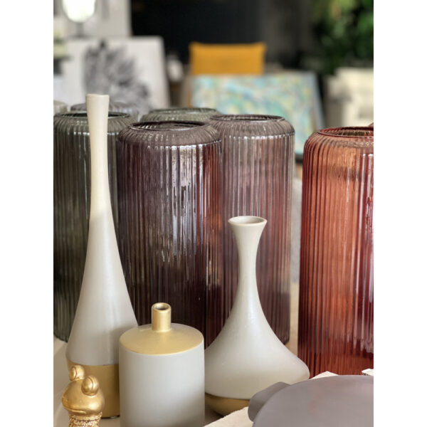 LIGNE ΒΑΖΟ 15x15x35cm ΓΥΑΛΙ ΚΑΦΕ 019579 - Image 2