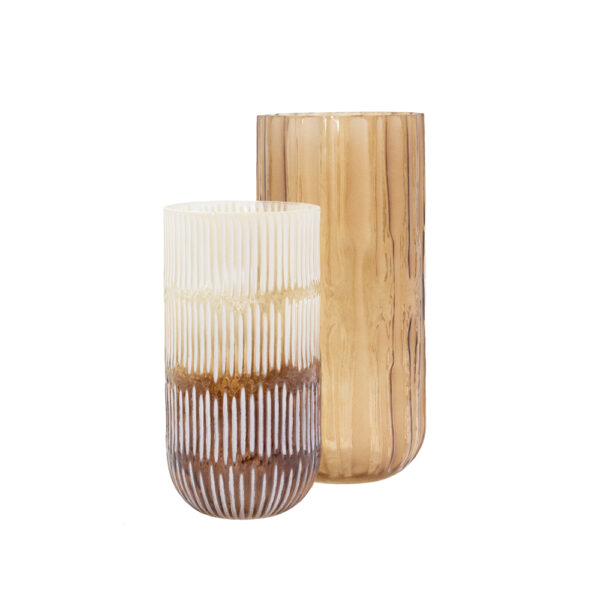 MEDAN ΒΑΖΟ 14x14x30cm ΓΥΑΛΙ ΚΑΦΕ 019594 - Image 2