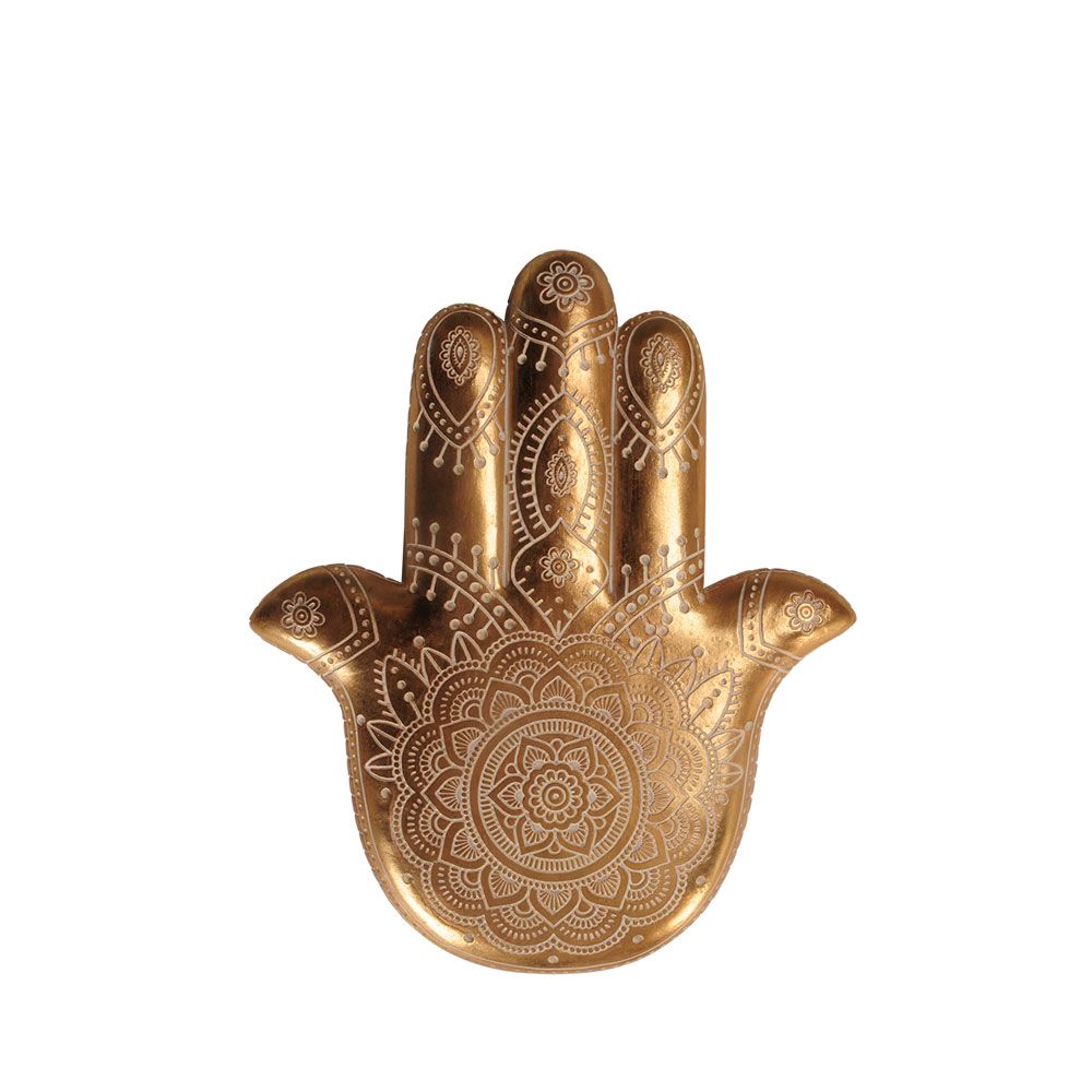 019681-E14mm-first-_1 HAMSA ΔΙΑΚΟΣΜΗΤΙΚΟ ΤΟΙΧΟΥ 25x3x30cm POLYRESIN ΧΡΥΣΟ ΛΕΥΚΟ 019681 - Image 1
