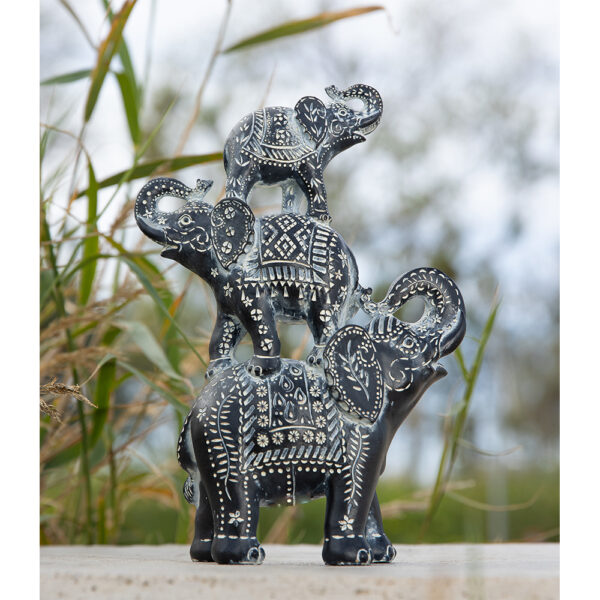 IRAMBA 4 ΔΙΑΚΟΣΜΗΤΙΚΟ ΕΛΕΦΑΝΤΑΣ 23x10x32cm POLYRESIN ΜΑΥΡΟ ΛΕΥΚΟ 019739 - Image 2