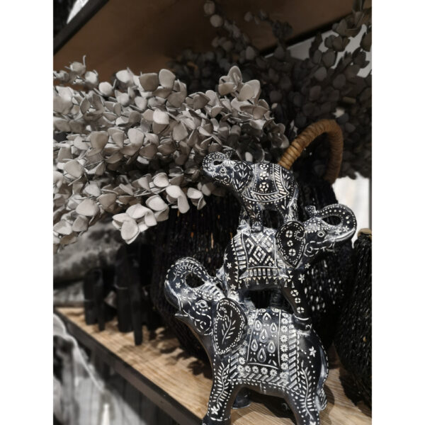 IRAMBA 4 ΔΙΑΚΟΣΜΗΤΙΚΟ ΕΛΕΦΑΝΤΑΣ 23x10x32cm POLYRESIN ΜΑΥΡΟ ΛΕΥΚΟ 019739 - Image 4