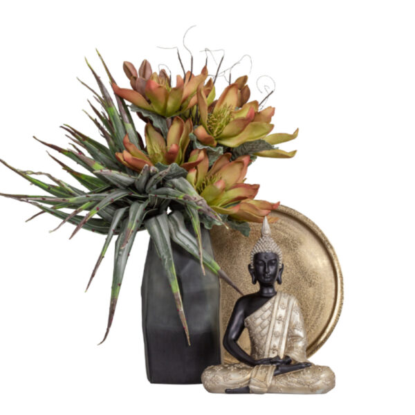 ROCHE GREY ΒΑΖΟ 17x13x31cm ΓΥΑΛΙ ΓΚΡΙ 020144 - Image 2