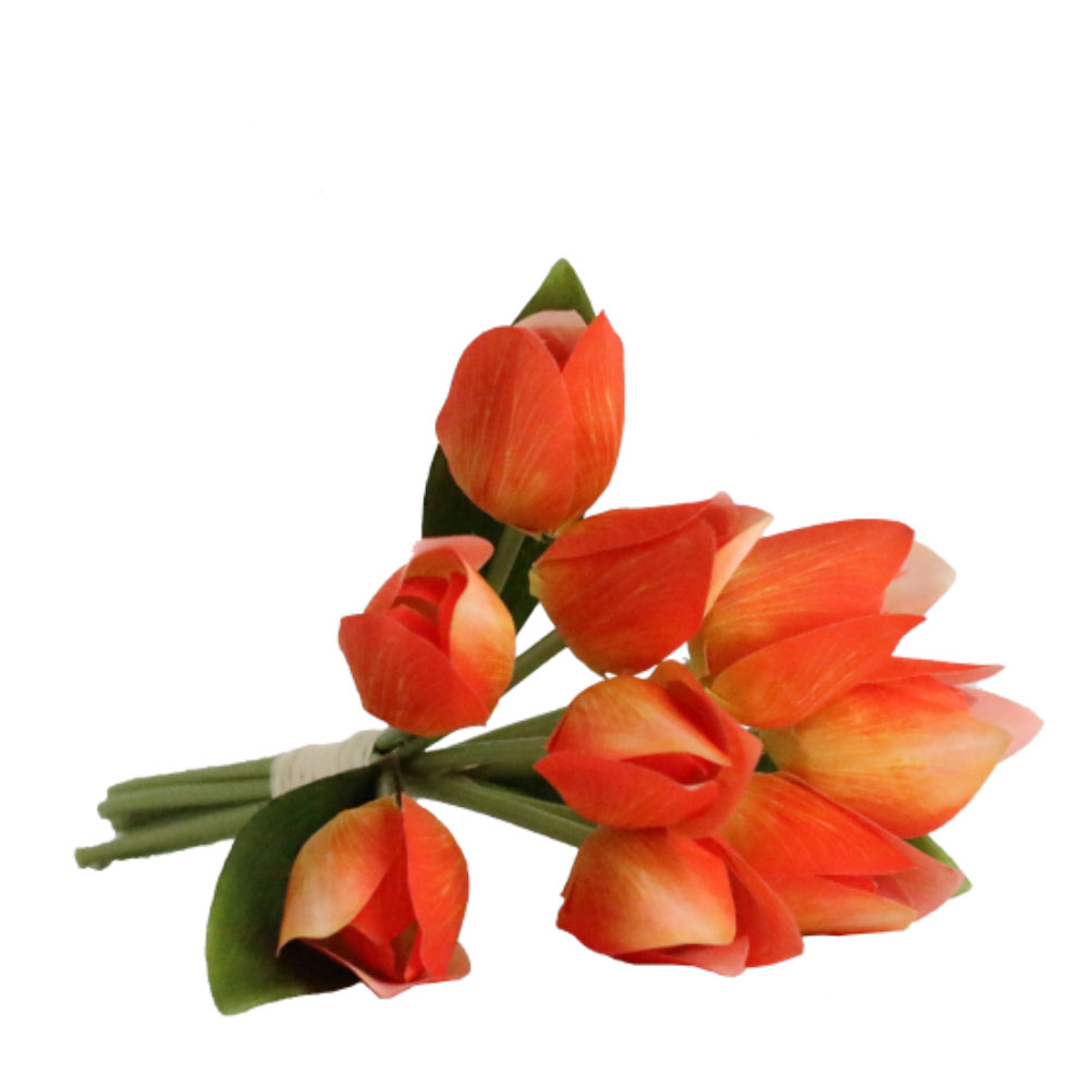 020274-dvrpd-first- TULIPE ΛΟΥΛΟΥΔΙ ΤΕΧΝΗΤΟ ΜΠΟΥΚΕΤΟ 16x16x30cm ΥΦΑΣΜΑ ΠΟΡΤΟΚΑΛΙ POLYESTER 020274 - Image 1