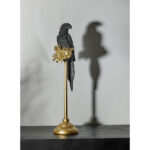 PERROQUET 1 ΔΙΑΚΟΣΜΗΤΙΚΟ ΠΑΠΑΓΑΛΟΣ 15x18x64cm POLYRESIN ΜΑΥΡΟ ΧΡΥΣΟ 020412 - Image 2