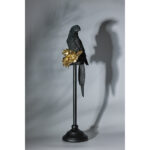 PERROQUET 2 ΔΙΑΚΟΣΜΗΤΙΚΟ ΠΑΠΑΓΑΛΟΣ 15x18x64cm POLYRESIN ΜΑΥΡΟ ΧΡΥΣΟ 020413 - Image 2