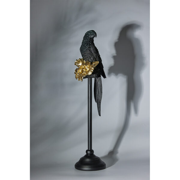 PERROQUET 2 ΔΙΑΚΟΣΜΗΤΙΚΟ ΠΑΠΑΓΑΛΟΣ 15x18x64cm POLYRESIN ΜΑΥΡΟ ΧΡΥΣΟ 020413 - Image 2