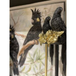 PERROQUET 2 ΔΙΑΚΟΣΜΗΤΙΚΟ ΠΑΠΑΓΑΛΟΣ 15x18x64cm POLYRESIN ΜΑΥΡΟ ΧΡΥΣΟ 020413 - Image 4