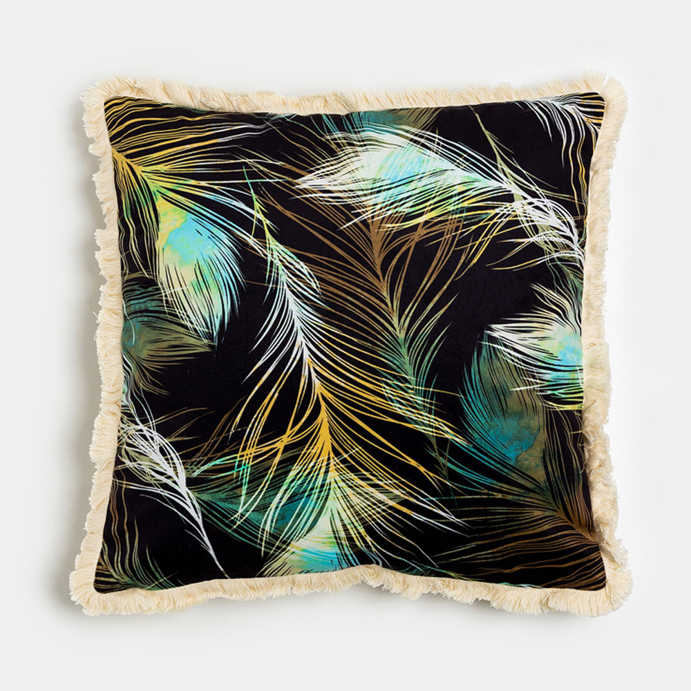 020456-DSk4M-first-_1 FEATHERS ΔΙΑΚΟΣΜΗΤΙΚΟ ΜΑΞΙΛΑΡΙ 45x45cm ΒΕΛΟΥΔΟ ΠΟΛΥΧΡΩΜΟ 020456 - Image 1