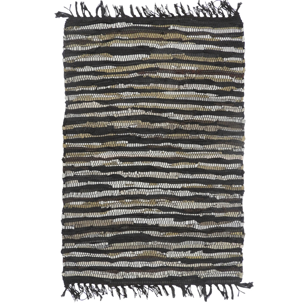 020497-U2jXc-first-_1 BOHO ΧΑΛΑΚΙ 60x90cm ΔΕΡΜΑ ΜΑΥΡΟ ΜΠΕΖ 020497 - Image 1
