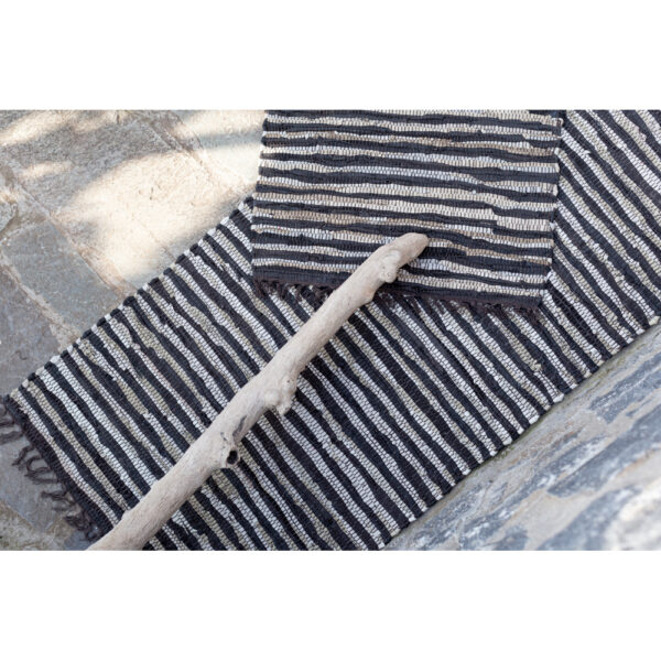 BOHO ΧΑΛΙ ΔΙΑΔΡΟΜΟΥ 70x150cm ΔΕΡΜΑ ΜΑΥΡΟ ΜΠΕΖ 020498 - Image 2