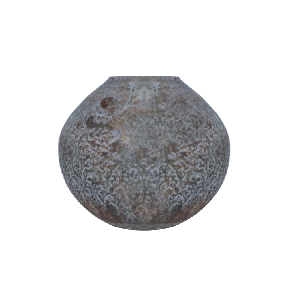 020631-iEWVQ-first- SHANDAR ΒΑΖΟ 18x18x17cm ΓΥΑΛΙ ΓΚΡΙ ΧΡΥΣΟ 020631 - Image 1