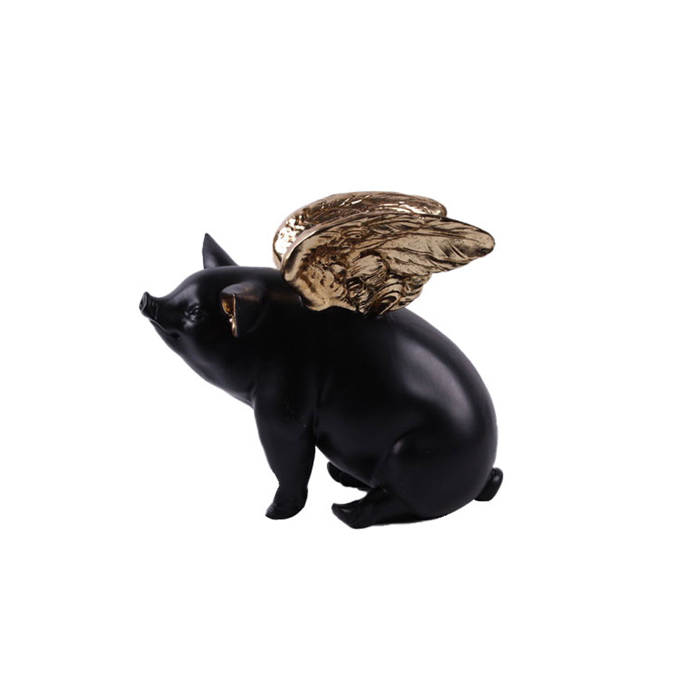 020710-moS4V-first-_1 PIGGY ΔΙΑΚΟΣΜΗΤΙΚΟ ΓΟΥΡΟΥΝΙ 26x17x23cm POLYRESIN ΜΑΥΡΟ ΧΡΥΣΟ 020710 - Image 1