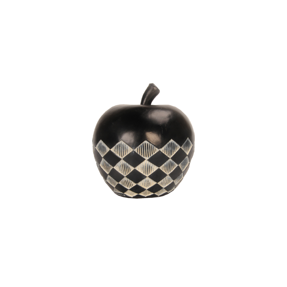020751-nJi1k-first-_1 FRUIT BLACK 2 ΔΙΑΚΟΣΜΗΤΙΚΟ ΜΗΛΟ 12x12x13cm POLYRESIN ΜΑΥΡΟ ΛΕΥΚΟ 020751 - Image 1