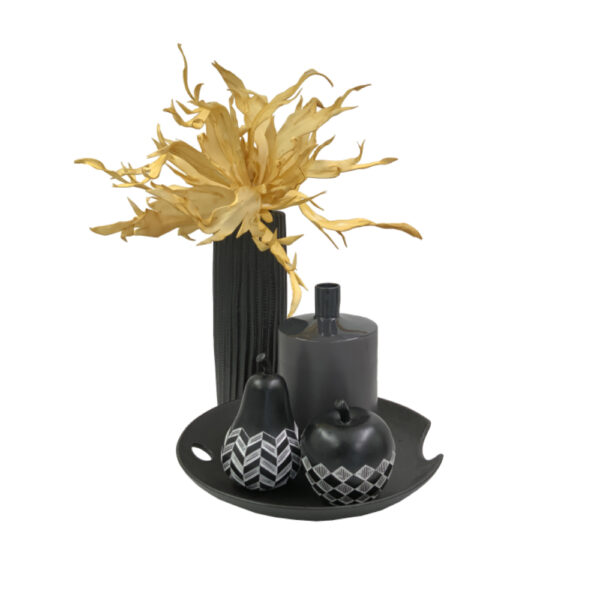 FRUIT BLACK 2 ΔΙΑΚΟΣΜΗΤΙΚΟ ΜΗΛΟ 12x12x13cm POLYRESIN ΜΑΥΡΟ ΛΕΥΚΟ 020751 - Image 3
