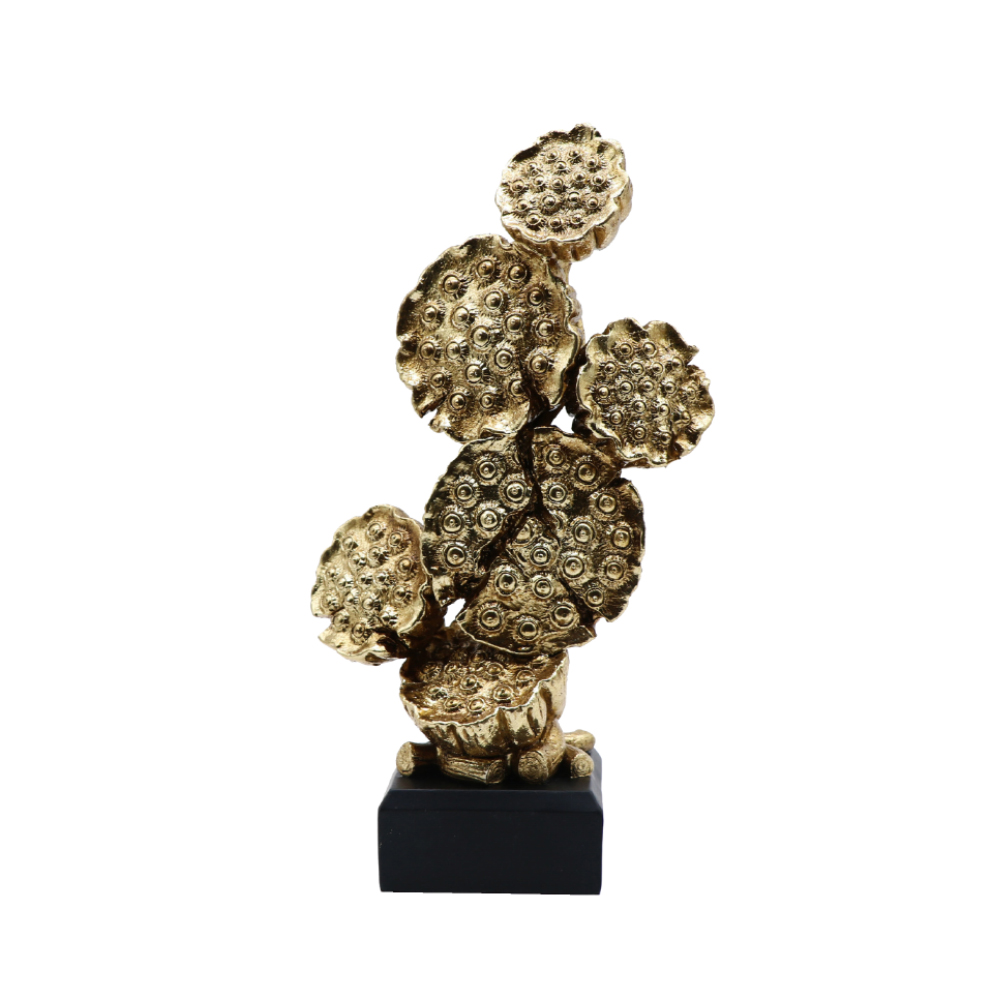 020784-2UvLa-first-_1 ONIOPORA ΔΙΑΚΟΣΜΗΤΙΚΟ ΚΑΚΤΟΣ 17x10x31cm POLYRESIN ΧΡΥΣΟ ΜΑΥΡΟ 020784 - Image 1