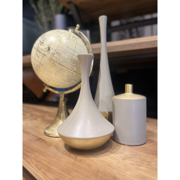 AIMA TALL ΒΑΖΟ 11x11x41cm ΚΕΡΑΜΙΚΟ ΓΚΡΙ ΜΑΤ ΧΡΥΣΟ 020919 - Image 2