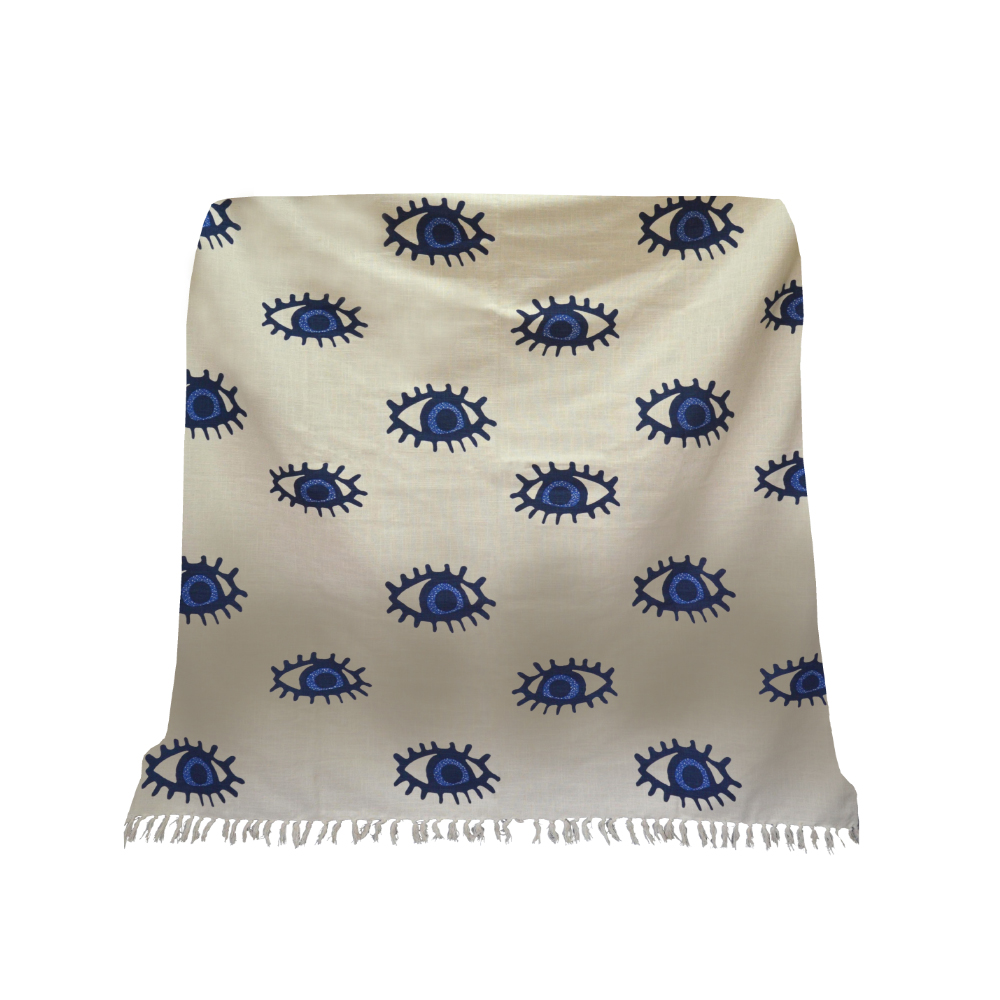 021789-33cAf-first-_1 EYES BLUE ΡΙΧΤΑΡΙ ΔΙΑΚΟΣΜΗΤΙΚΟ 130x170cm ΒΑΜΒΑΚΙ ΛΕΥΚΟ ΜΠΛΕ 021789 - Image 1