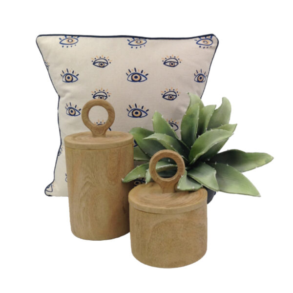 EYES ΔΙΑΚΟΣΜΗΤΙΚΟ ΜΑΞΙΛΑΡΙ 45x45cm ΒΑΜΒΑΚΙ ΛΕΥΚΟ ΜΠΛΕ 021790 - Image 2