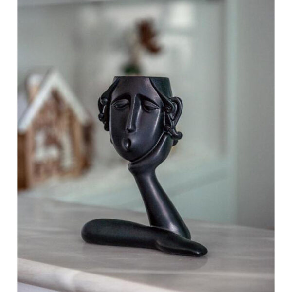 ROMANCE 3 ΒΑΖΟ ΦΙΓΟΥΡΑ 16x8x20cm POLYRESIN ΜΑΥΡΟ 021876 - Image 2