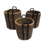 DURUK ΚΑΛΑΘΙ SET 3ΤΜΧ 45x45x45cm SEAGRASS ΦΥΣΙΚΟ ΜΑΥΡΟ HOGLA ROPE 021992