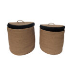 GOLU ΚΑΛΑΘΙ ΜΕ ΚΑΠΑΚΙ SET 2ΤΜΧ 40x40x40cm SEAGRASS ΦΥΣΙΚΟ ΜΑΥΡΟ 022008