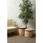 GOLU ΚΑΛΑΘΙ ΜΕ ΚΑΠΑΚΙ SET 2ΤΜΧ 40x40x40cm SEAGRASS ΦΥΣΙΚΟ ΜΑΥΡΟ 022008 - Image 2