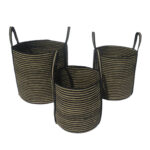 YIRMI ΚΑΛΑΘΙ SET 3ΤΜΧ 40x40x40cm ΓΙΟΥΤΑ ΦΥΣΙΚΟ ΜΑΥΡΟ 022016