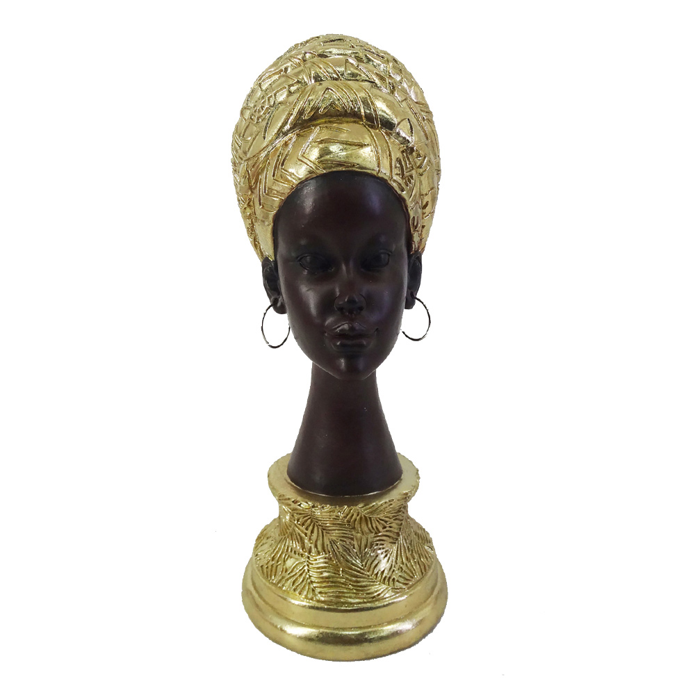 022115-4NuYK-first-_1 AFRICAN QUEEN ΔΙΑΚΟΣΜΗΤΙΚΗ ΦΙΓΟΥΡΑ 10x15x26cm POLYRESIN ΧΡΥΣΟ ΜΑΥΡΟ 022115 - Image 1