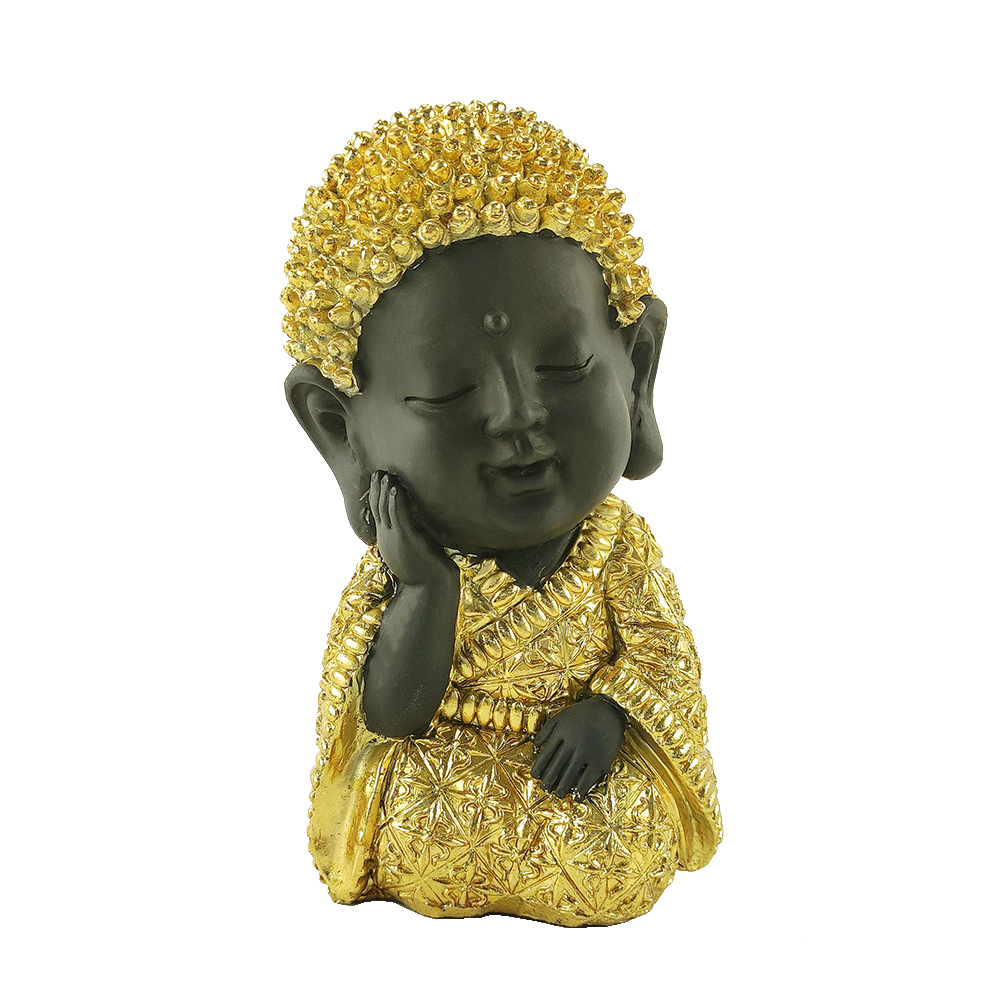 022123-D77V7-first-_1 BABY BUDDHA ΔΙΑΚΟΣΜΗΤΙΚΟ ΒΟΥΔΑΣ 12x10x17cm POLYRESIN ΧΡΥΣΟ ΜΑΥΡΟ 022123 - Image 1