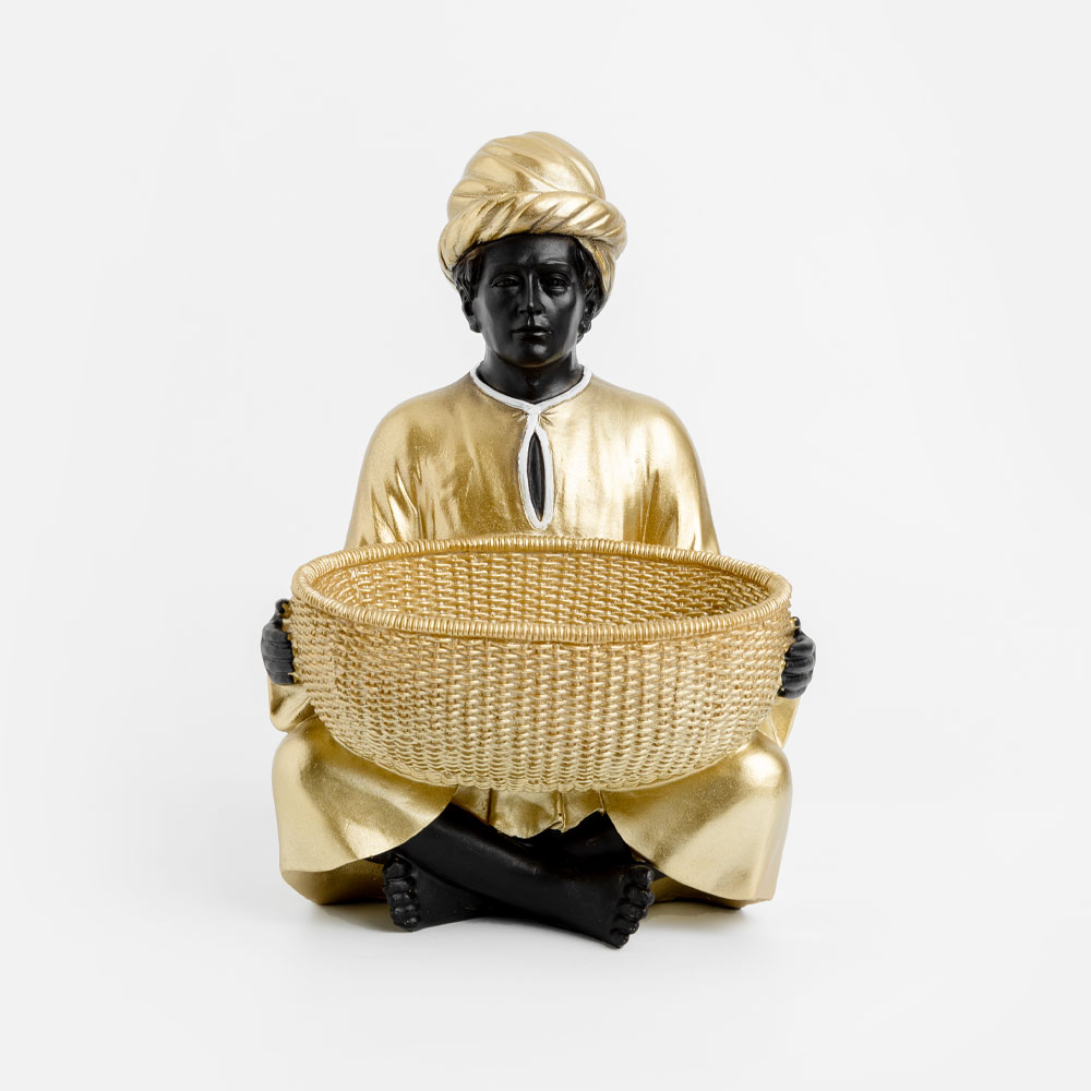 022125-X1hTH-first-_1 VEDAS ΔΙΑΚΟΣΜΗΤΙΚΗ ΦΙΓΟΥΡΑ 19x18x27cm POLYRESIN ΧΡΥΣΟ ΜΑΥΡΟ 022125 - Image 1