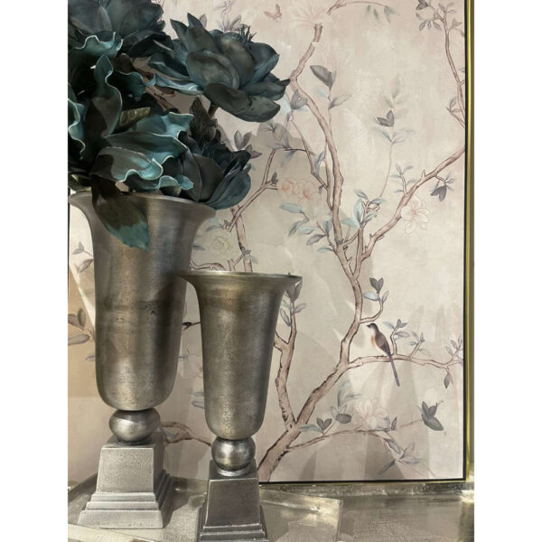 DEVI ΒΑΖΟ ΣΕΤ 2ΤΜΧ 24x24x50cm ΑΛΟΥΜΙΝΙΟ ΑΣΗΜΙ ΑΝΤΙΚΕ 022163 - Image 2