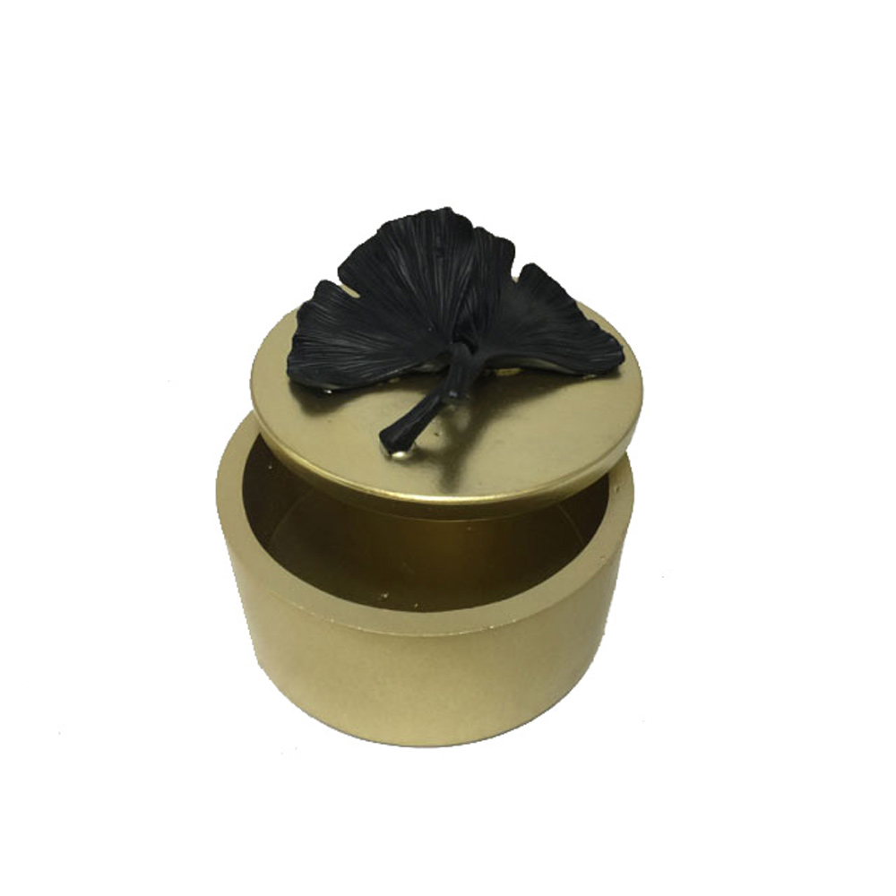 022288-w9U5Q-first-_1 LEAF BLACK ΚΟΥΤΙ ΑΠΟΘΗΚΕΥΣΗΣ 11x11x10cm POLYRESIN ΧΡΥΣΟ ΜΑΥΡΟ 022288 - Image 1