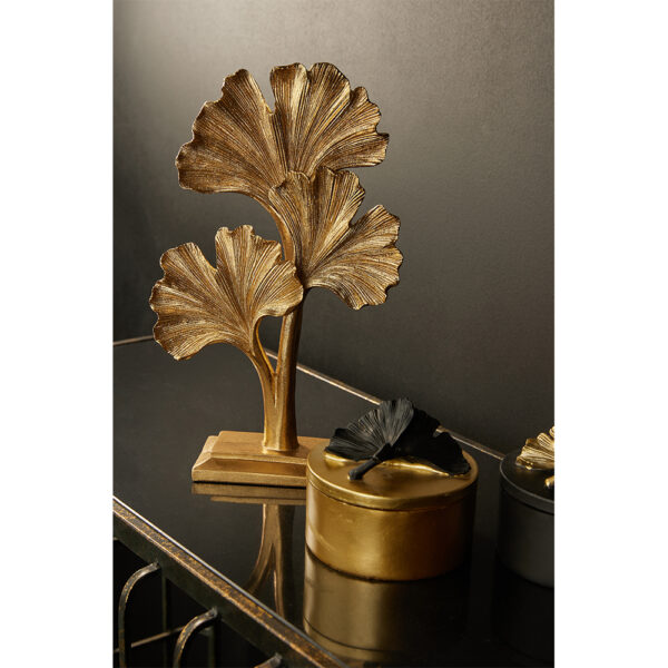 LEAF BLACK ΚΟΥΤΙ ΑΠΟΘΗΚΕΥΣΗΣ 11x11x10cm POLYRESIN ΧΡΥΣΟ ΜΑΥΡΟ 022288 - Image 2