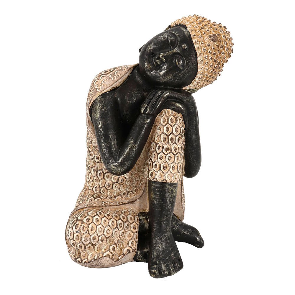 022294-5EwuS-first-_1 RESTING BUDDHA ΔΙΑΚΟΣΜΗΤΙΚΟ ΒΟΥΔΑΣ 15x15x24cm POLYRESIN ΦΥΣΙΚΟ ΜΑΥΡΟ 022294 - Image 1