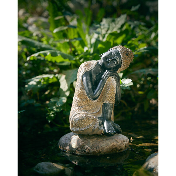 RESTING BUDDHA ΔΙΑΚΟΣΜΗΤΙΚΟ ΒΟΥΔΑΣ 15x15x24cm POLYRESIN ΦΥΣΙΚΟ ΜΑΥΡΟ 022294 - Image 2