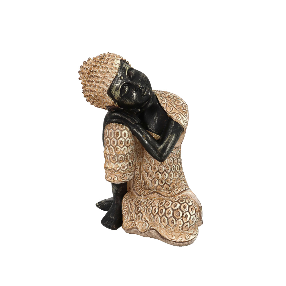 022295-5xyrg-first- RESTING BUDDHA ΔΙΑΚΟΣΜΗΤΙΚΟ ΒΟΥΔΑΣ 14x12x18cm POLYRESIN ΦΥΣΙΚΟ ΜΑΥΡΟ 022295 - Image 1