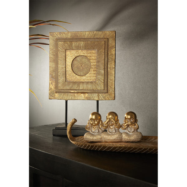 SQUARE DRUM ΔΙΑΚΟΣΜΗΤΙΚΟ TOTEM 26x8x40cm POLYRESIN ΦΥΣΙΚΟ ΜΑΥΡΟ 022296 - Image 2