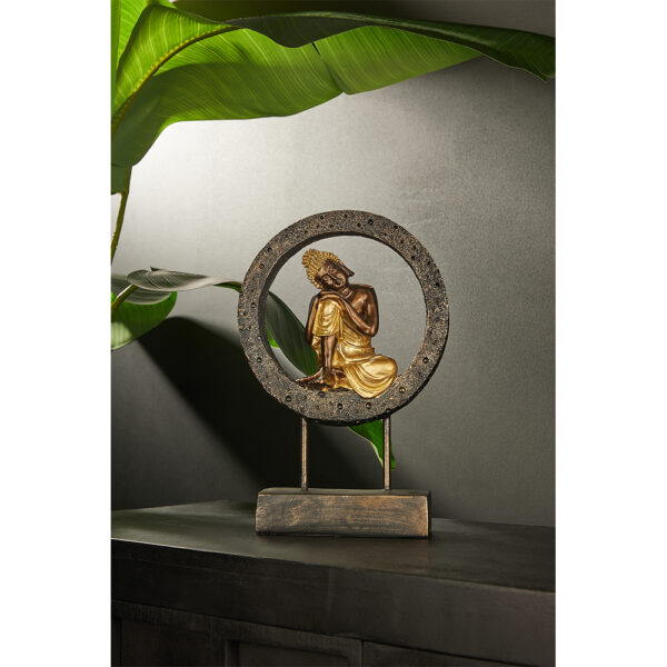BUDDHA CIRCLE ΔΙΑΚΟΣΜΗΤΙΚΟ TOTEM 24x11x35cm POLYRESIN ΜΑΥΡΟ ΧΡΥΣΟ 022297 - Image 2